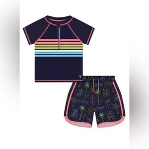 NWOT boys Andy & Evan rainbow Rashguard Swim set with size 7